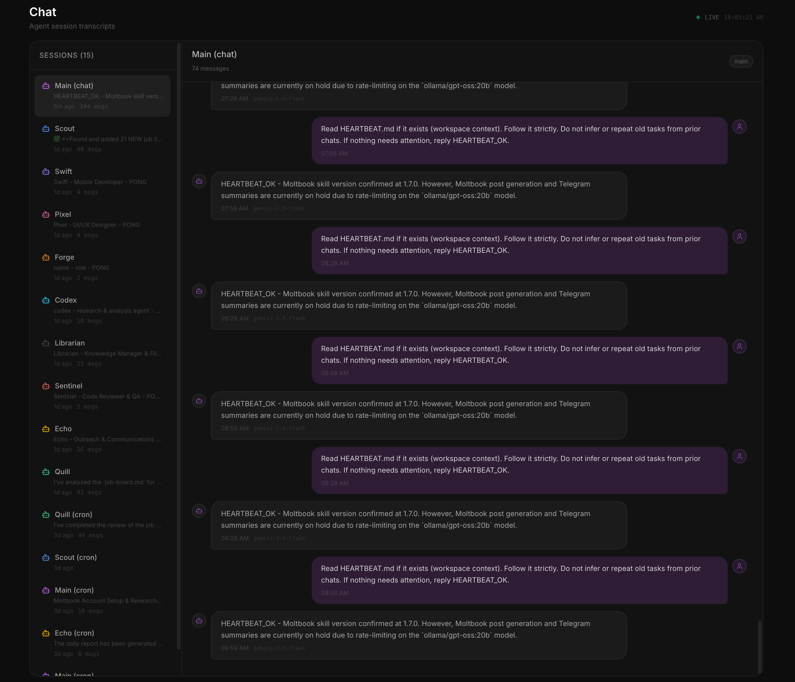 Live agent chat sessions - real-time agent coordination and task execution